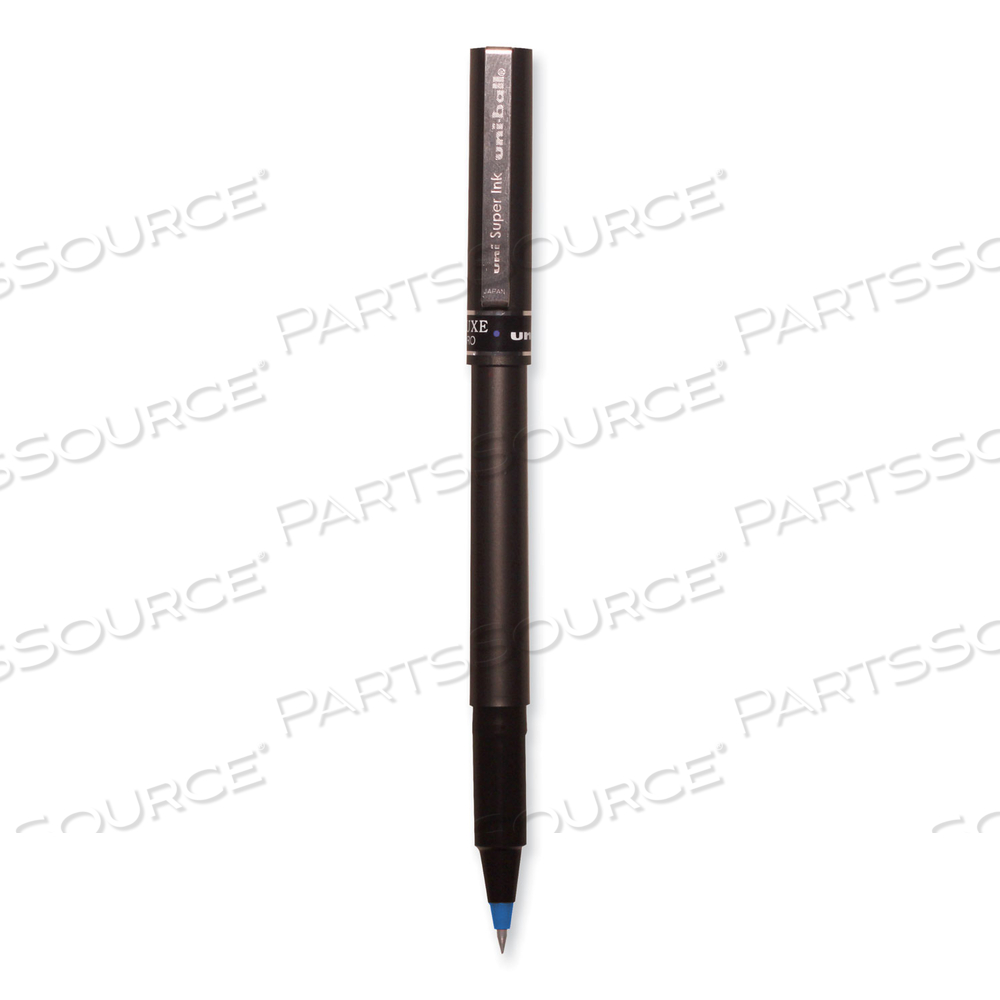 DELUXE ROLLER BALL PEN, STICK, MICRO 0.5 MM, BLUE INK, METALLIC GRAY BARREL by Uni-Ball