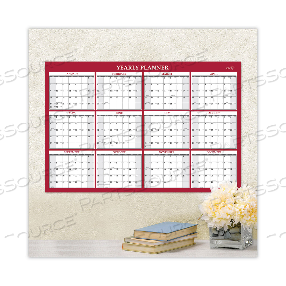 CLASSIC RED LAMINATED ERASABLE WALL CALENDAR, CLASSIC RED ARTWORK, 48 X 32, WHITE/RED/GRAY SHEETS, 12-MONTH (JAN-DEC): 2023 by Blue Sky CLASSIC RED LAMINATED ERASABLE WALL CALENDAR, CLASSIC RED ARTWORK, 48 X 32, WHITE/RED/GRAY SHEETS, 12-MONTH (JAN-DEC): 2023 by Blue Sky