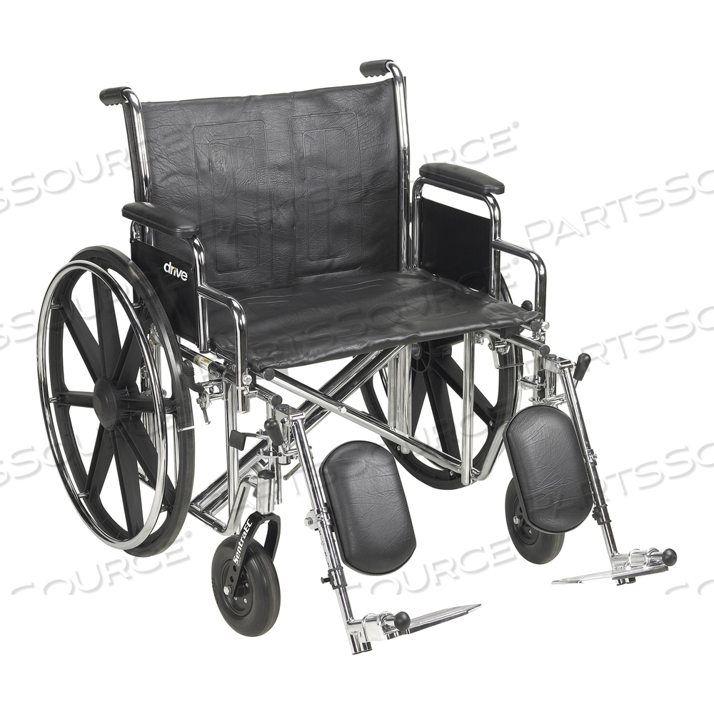 HEAVY-DUTY WHEELCHAIR WITH PADDED, REMOVABLE ARM, COMPOSITE MAG WHEEL, 24 IN. SEAT, SWING-AWAY ELEVATING FOOTREST, 450 LBS by McKesson HEAVY-DUTY WHEELCHAIR WITH PADDED, REMOVABLE ARM, COMPOSITE MAG WHEEL, 24 IN. SEAT, SWING-AWAY ELEVATING FOOTREST, 450 LBS by McKesson