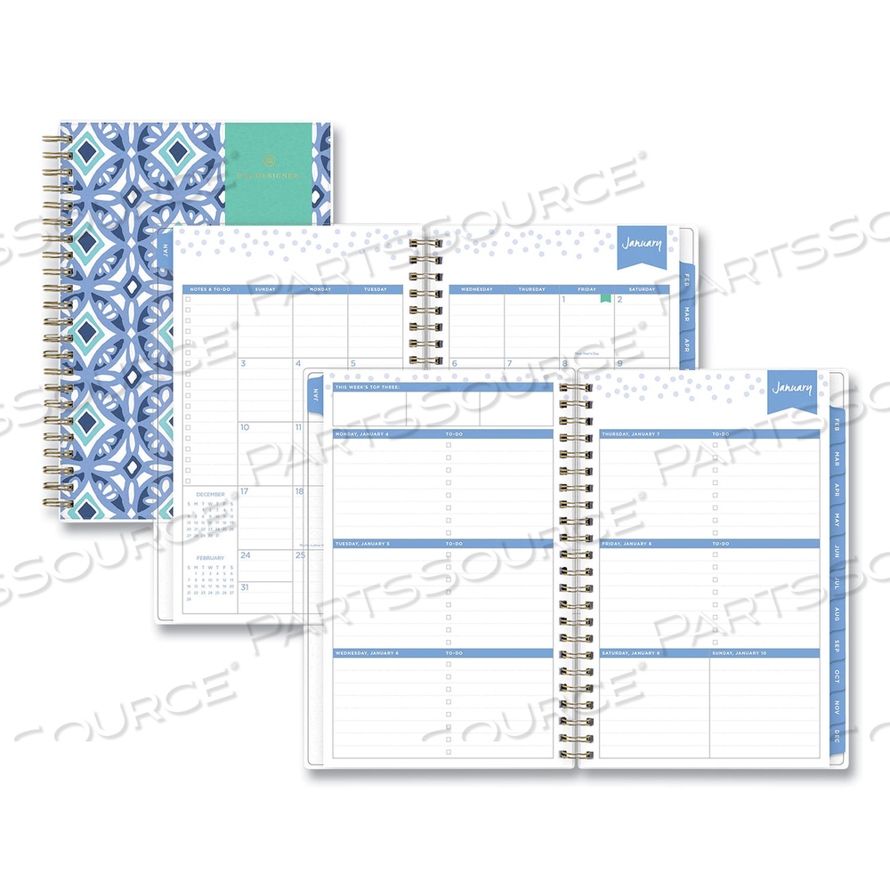 DAY DESIGNER TILE WEEKLY/MONTHLY PLANNER, TILE ARTWORK, 8 X 5, BLUE/WHITE COVER, 12-MONTH (JAN TO DEC): 2023 by Blue Sky