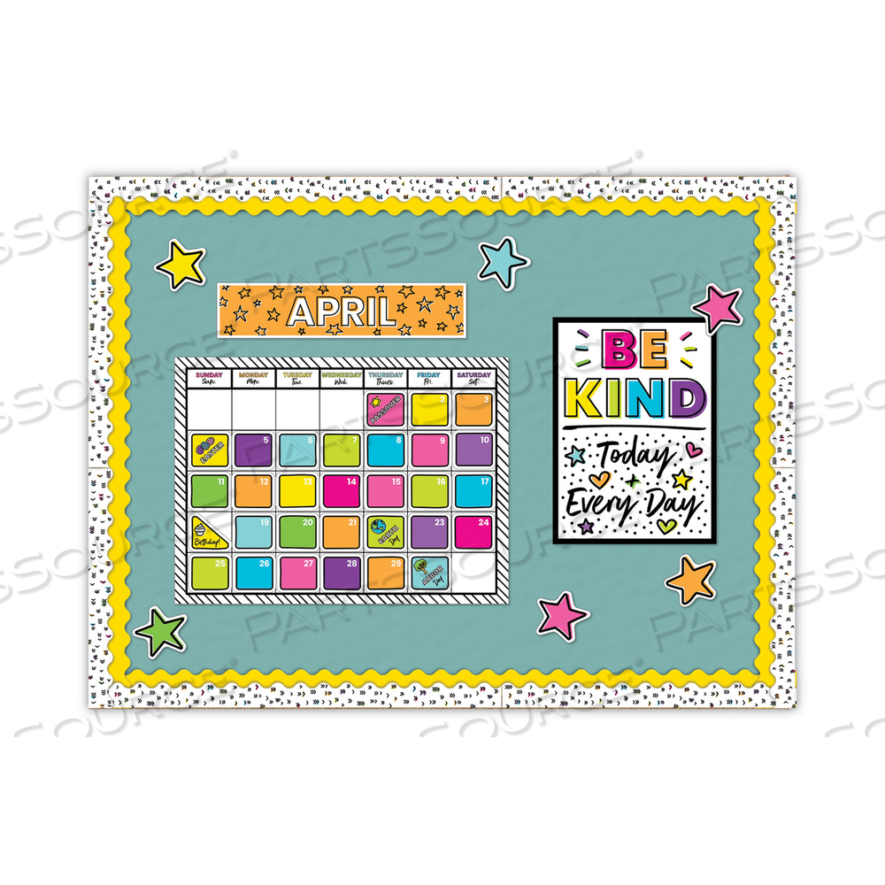 CALENDAR BULLETIN BOARD SET, KIND VIBES, 129 PIECES by Carson-Dellosa Publishing