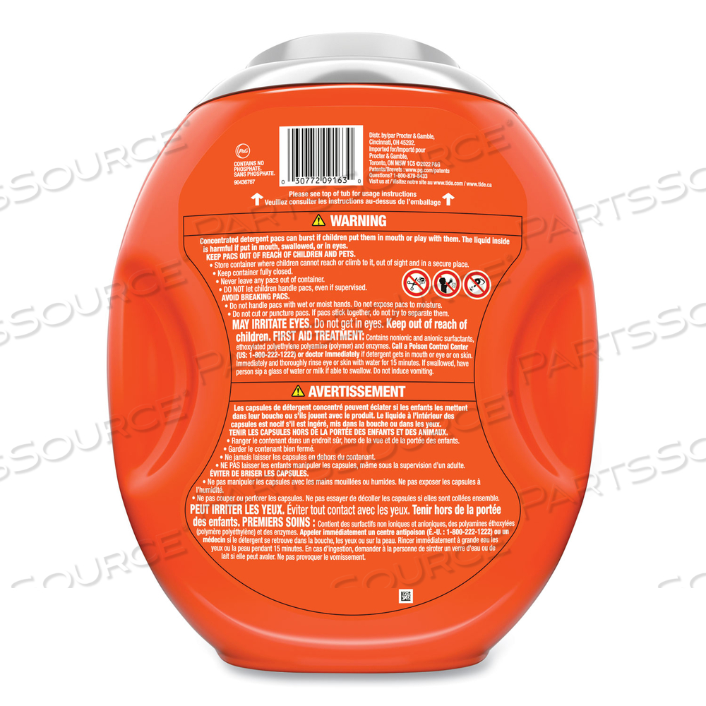 HYGIENIC CLEAN HEAVY 10X DUTY POWER PODS, ORIGINAL SCENT, 76 OZ TUB, 45 PODS by Tide