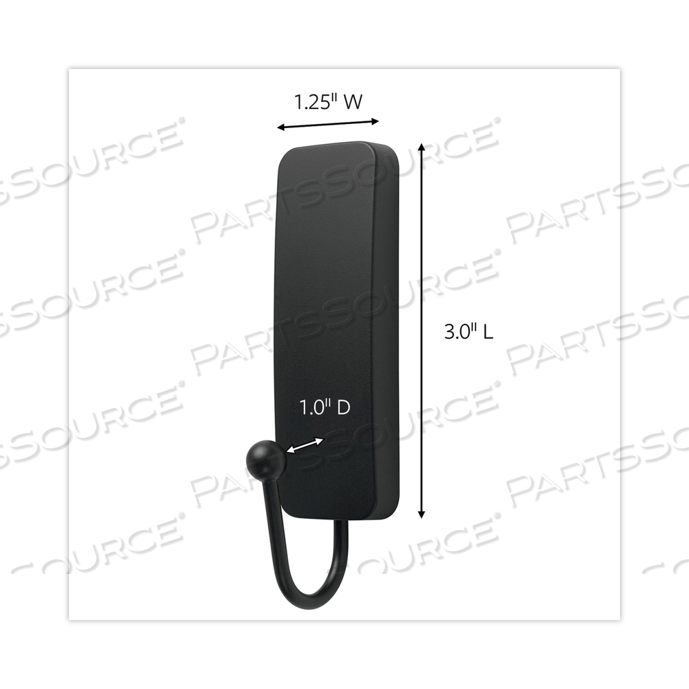 DECORATIVE HOOKS, MEDIUM, PLASTIC, MATTE BLACK, 3 LB CAPACITY, 2 HOOKS AND 4 STRIPS/PACK by 3M Consumer