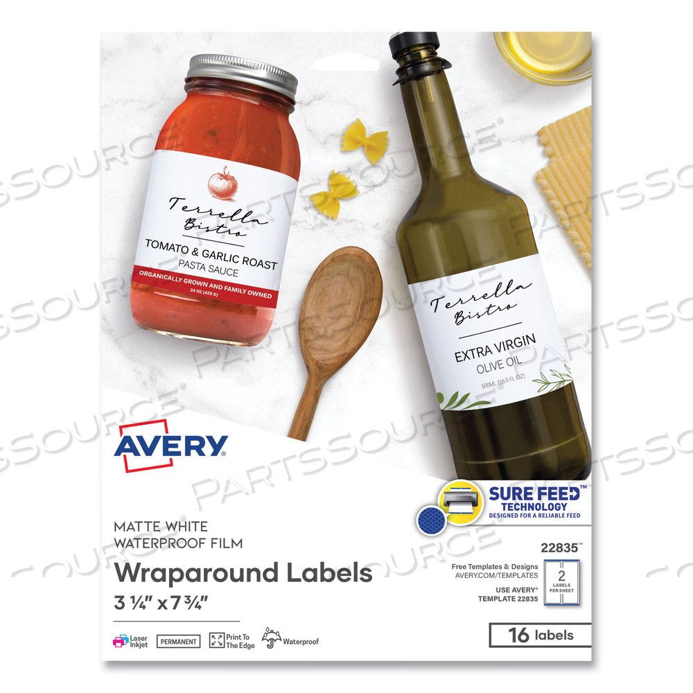 DURABLE WATER-RESISTANT WRAPAROUND LABELS W/ SURE FEED, 3.25 X 7.75 by Avery DURABLE WATER-RESISTANT WRAPAROUND LABELS W/ SURE FEED, 3.25 X 7.75 by Avery