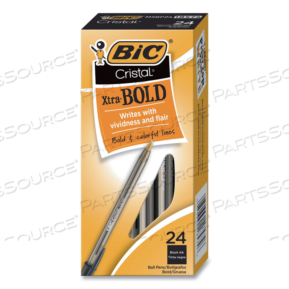 CRISTAL XTRA BOLD BALLPOINT PEN, STICK, BOLD 1.6 MM, BLACK INK, CLEAR BARREL by BIC