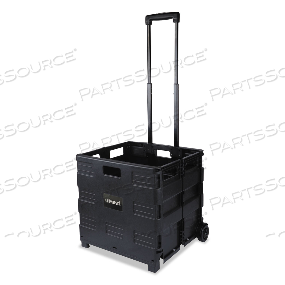 COLLAPSIBLE MOBILE STORAGE CRATE, PLASTIC, 18.25 X 15 X 18.25 TO 39.37, BLACK by Universal