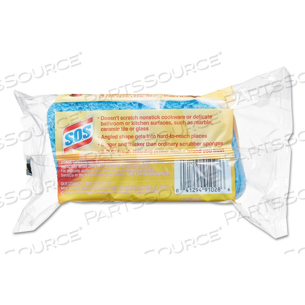 ALL SURFACE SCRUBBER SPONGE, 2.5 X 4.5, 0.9" THICK, DARK BLUE by S.O.S