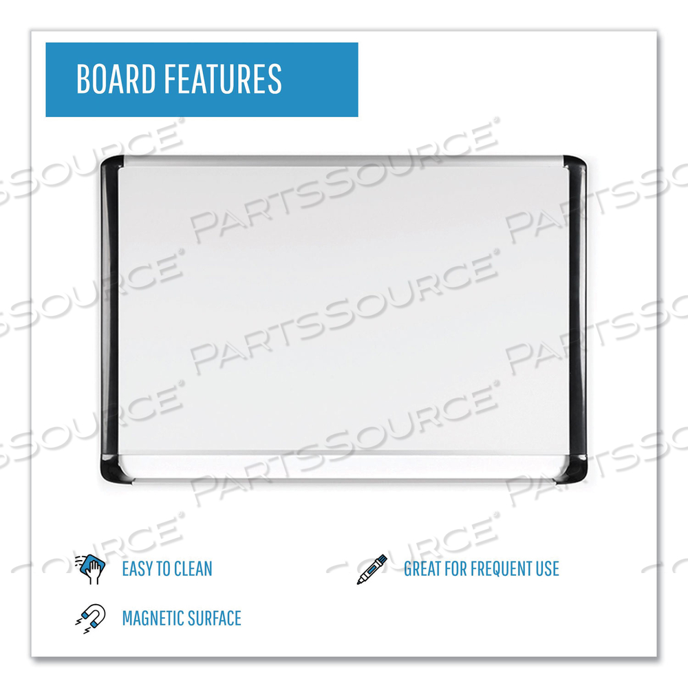 LACQUERED STEEL MAGNETIC DRY ERASE BOARD, 36 X 48, SILVER/BLACK by MasterVision