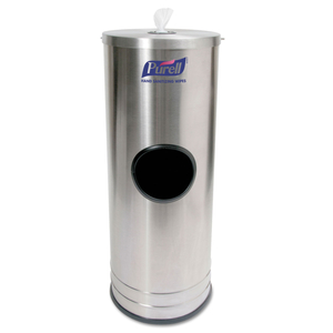 DISPENSER STAND FOR SANITIZING WIPES, 1,500 WIPE CAPACITY, 10.25 X 10.25 X 14.5, STAINLESS STEEL by Purell DISPENSER STAND FOR SANITIZING WIPES, 1,500 WIPE CAPACITY, 10.25 X 10.25 X 14.5, STAINLESS STEEL by Purell