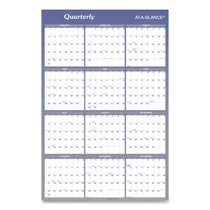 VERTICAL/HORIZONTAL ERASABLE QUARTERLY/MONTHLY WALL PLANNER, 24 X 36, WHITE/BLUE SHEETS, 12-MONTH (JAN TO DEC): 2023 by At-A-Glance