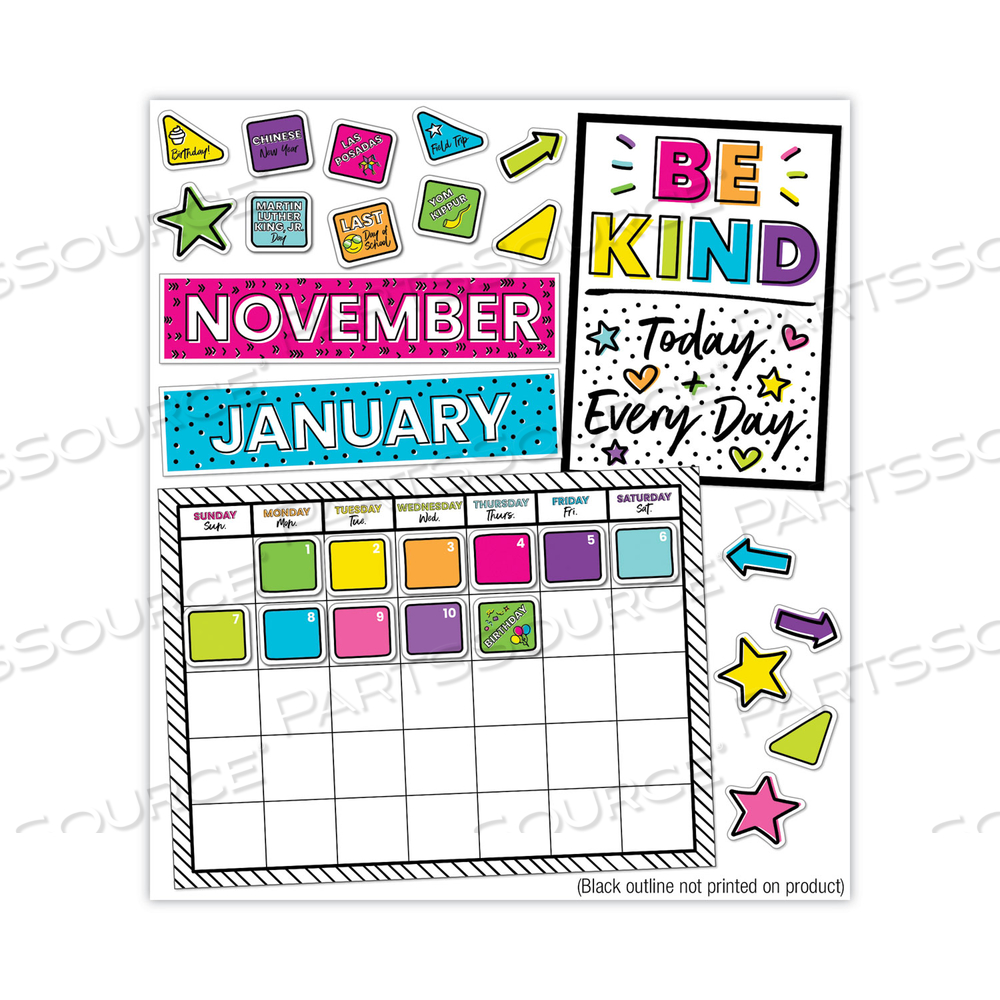 CALENDAR BULLETIN BOARD SET, KIND VIBES, 129 PIECES by Carson-Dellosa Publishing
