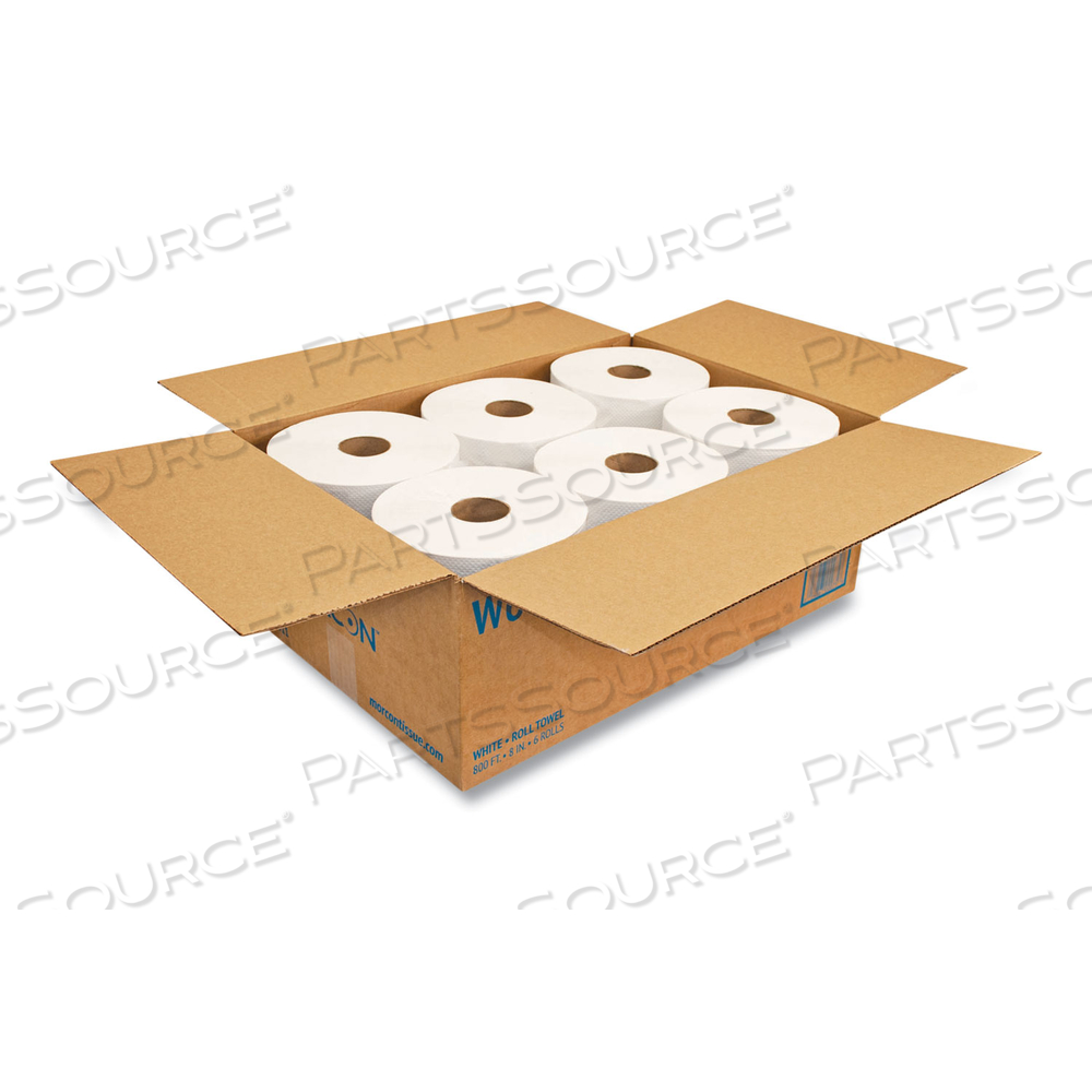 MORSOFT UNIVERSAL ROLL TOWELS, 8" X 800 FT, WHITE/CARTON 