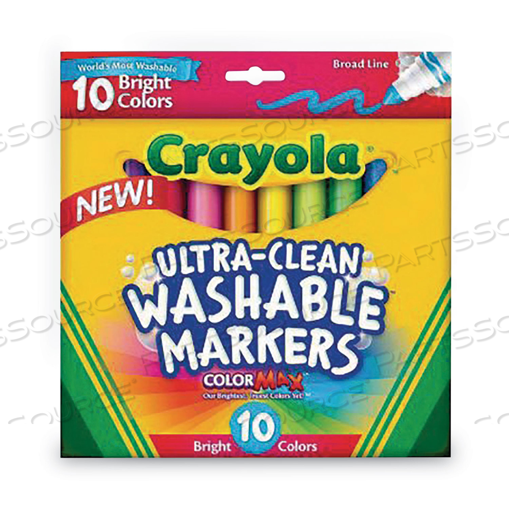 ULTRA-CLEAN WASHABLE MARKERS, BROAD BULLET TIP, ASSORTED COLORS, 10/PACK by Crayola
