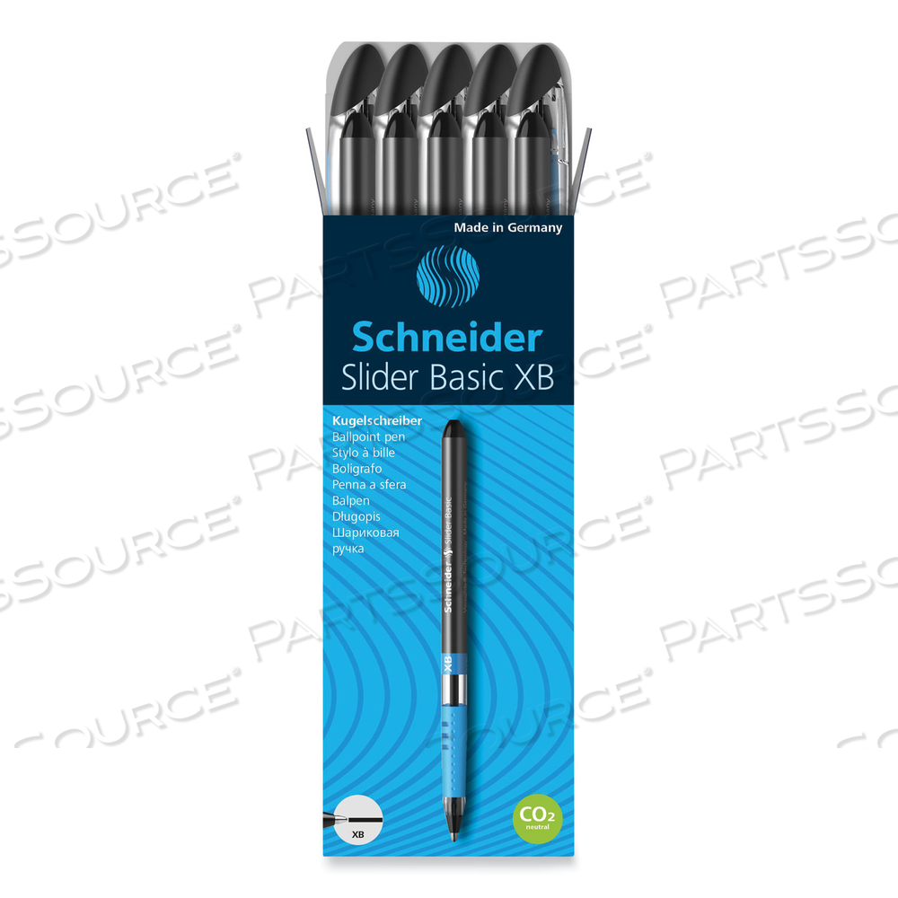 SLIDER BASIC BALLPOINT PEN, STICK, EXTRA-BOLD 1.4 MM, BLACK INK, BLACK BARREL by Schneider
