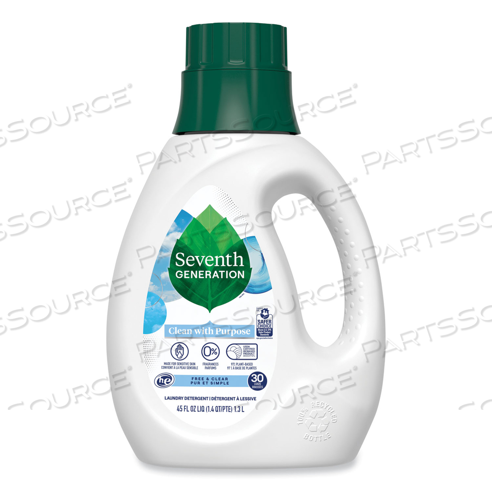NATURAL LIQUID LAUNDRY DETERGENT, FRAGRANCE FREE, 45 OZ BOTTLE by Seventh Generation