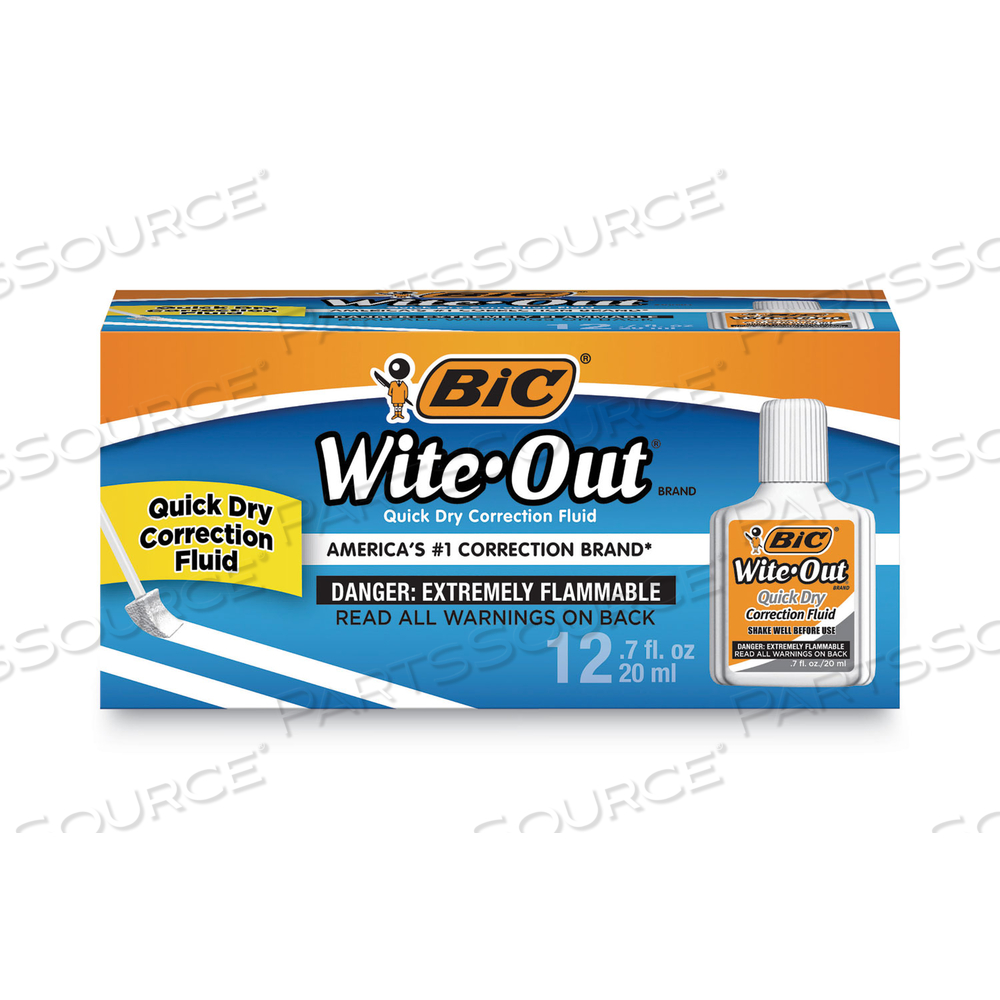 WITE-OUT QUICK DRY CORRECTION FLUID, 20 ML BOTTLE, WHITE by BIC WITE-OUT QUICK DRY CORRECTION FLUID, 20 ML BOTTLE, WHITE by BIC