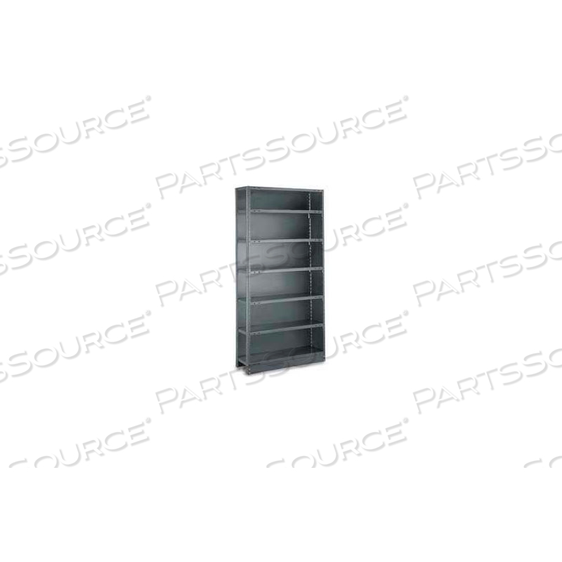 KLIP-IT CLOSED ADD-ON, CAK73-1536-8X, 36"W X 15"D X 73"H, 8 SHELVES, 18 GA, DARK GRAY by Tri-Boro Shelving