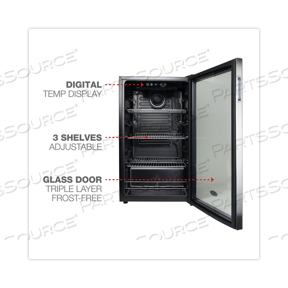 3.4 CU. FT. BEVERAGE COOLER, STAINLESS STEEL/BLACK by Alera