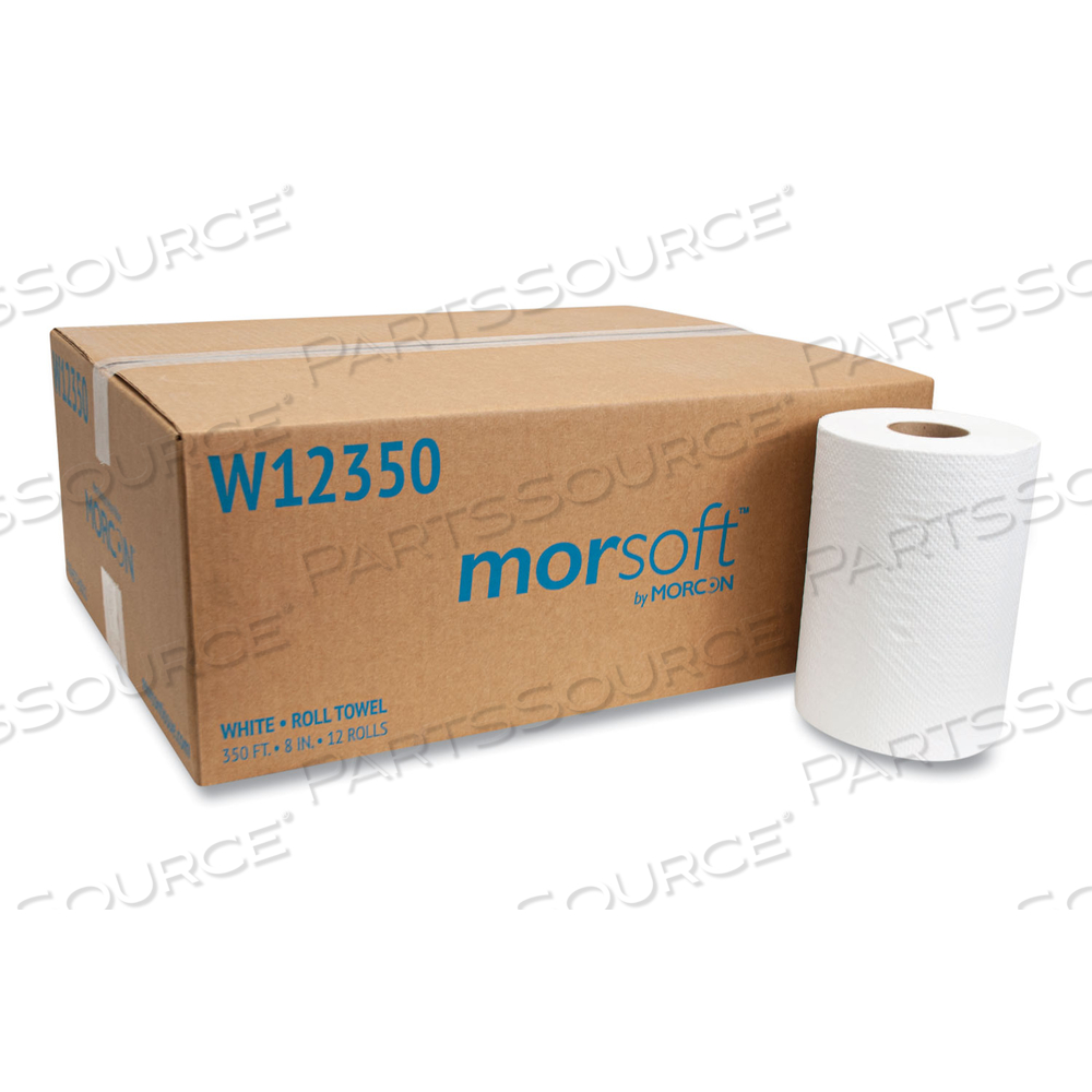 MORSOFT UNIVERSAL ROLL TOWELS, 8" X 350 FT, WHITE/CARTON 