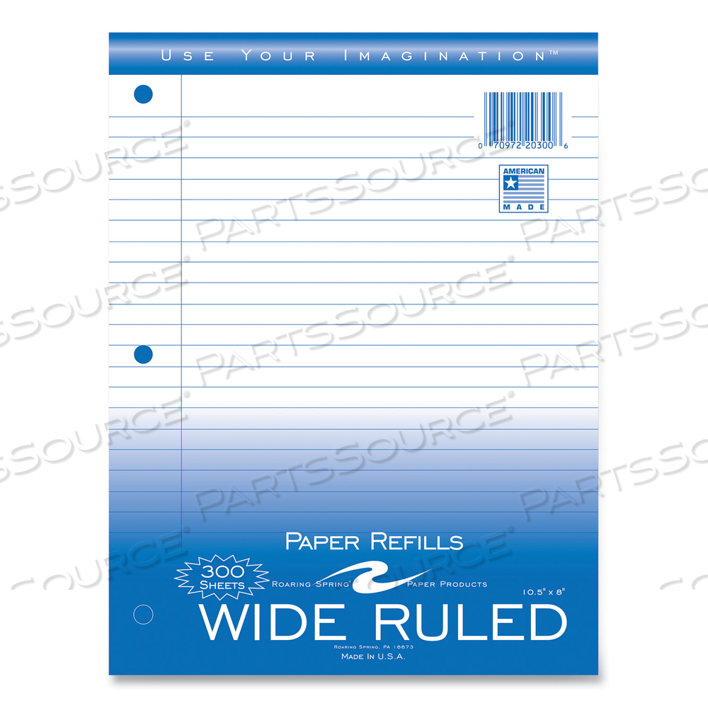 NOTEBOOK FILLER PAPER, 3-HOLE, 8 X 10.5, WIDE/LEGAL RULE by Roaring Spring Paper Products