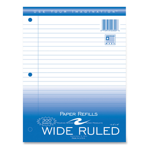 NOTEBOOK FILLER PAPER, 3-HOLE, 8 X 10.5, WIDE/LEGAL RULE, 300/PACK by Roaring Spring Paper Products