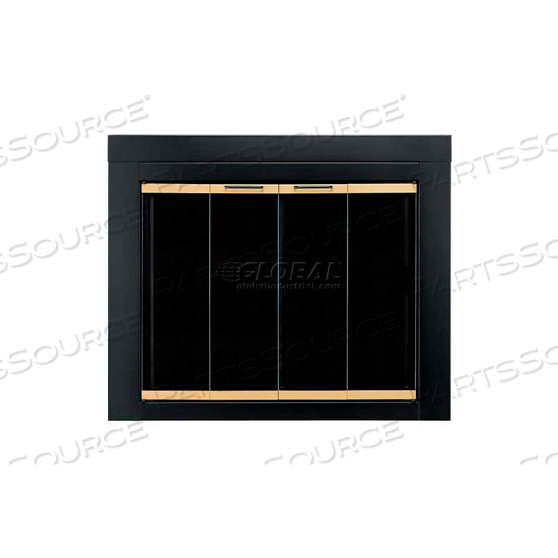 ARRINGTON FIREPLACE GLASS DOOR BLACK WITH GOLD TRIM 37-1/2"L X 30"H by Pleasant Hearth