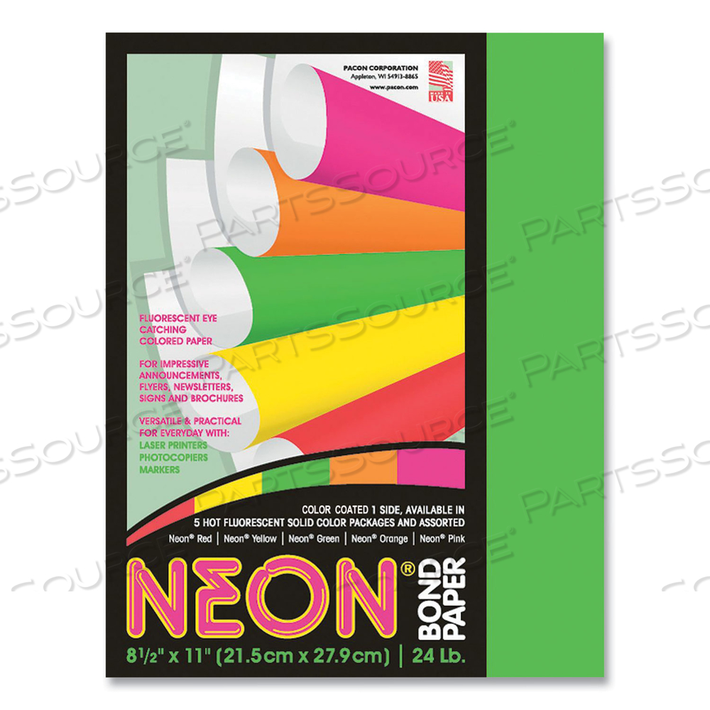 NEON MULTI-PURPOSE PAPER, 24 LB BOND WEIGHT, 8.5 X 11, GREEN by Pacon