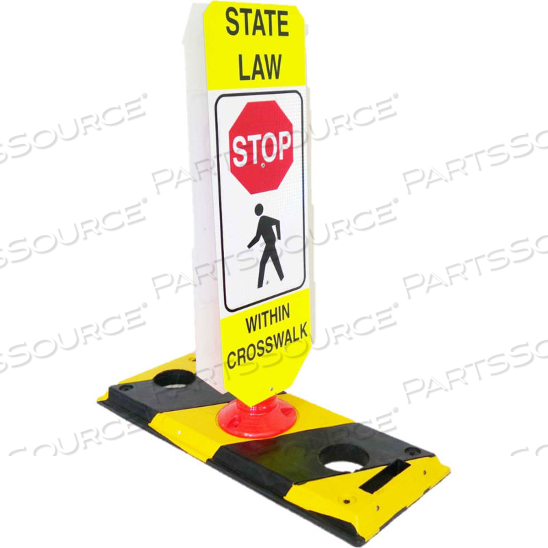 FLEXIBLE POST CROSSWALK SYSTEM, STATE LAW - STOP by Tire Conversion Technologies, Inc