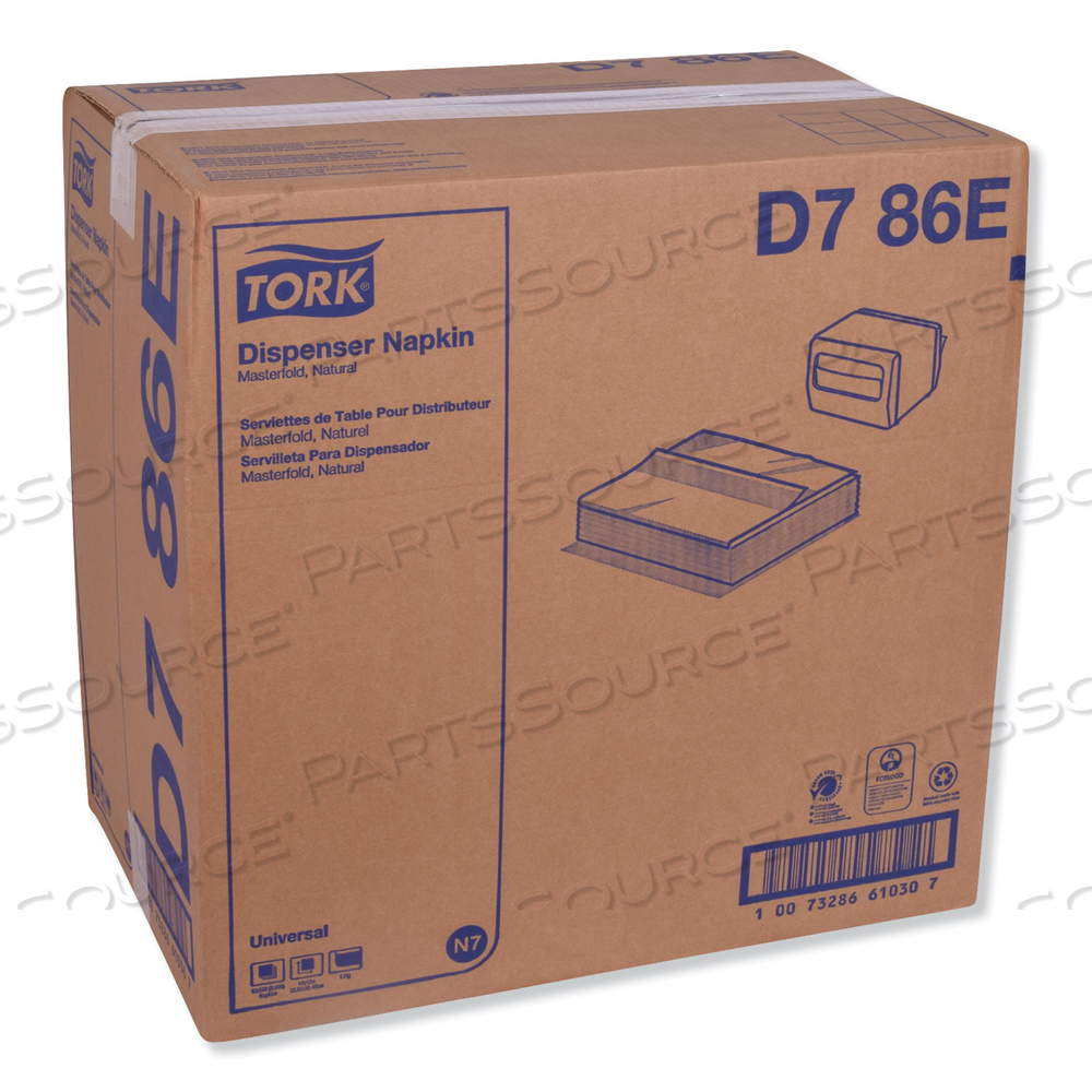 UNIVERSAL MASTERFOLD DISPENSER NAPKINS, 1-PLY, 13" X 12" NATURAL by Tork