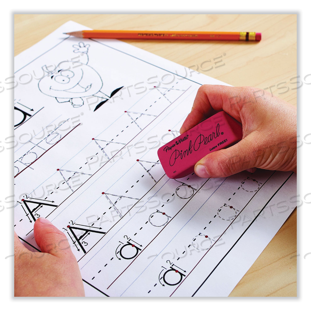 PINK PEARL ERASER, FOR PENCIL MARKS, RECTANGULAR BLOCK, LARGE, PINK 