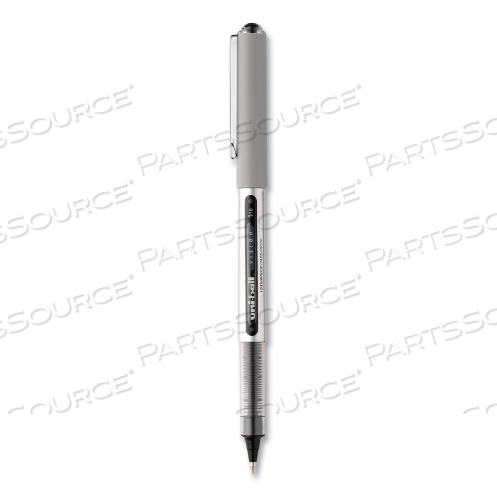 VISION ROLLER BALL PEN, STICK, FINE 0.7 MM, BLACK INK, BLACK/GRAY BARREL by Uni-Ball