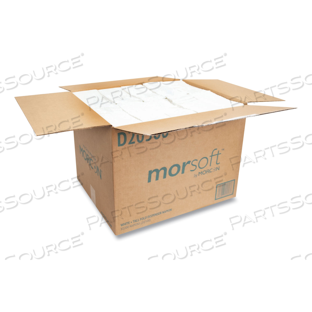 MORSOFT DISPENSER NAPKINS, 1-PLY, 6 X 13.5, WHITE by Morcon Tissue