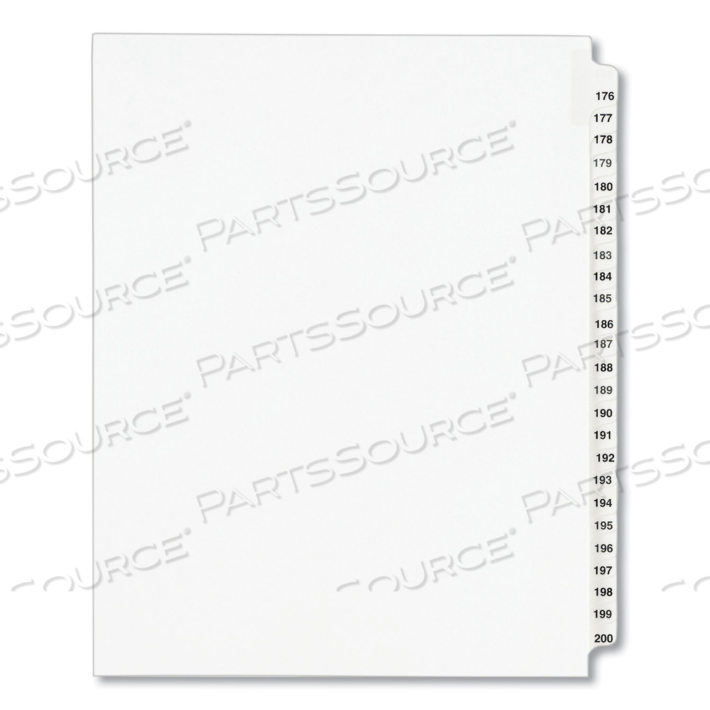PREPRINTED LEGAL EXHIBIT SIDE TAB INDEX DIVIDERS, AVERY STYLE, 25-TAB, 176 TO 200, 11 X 8.5, WHITE, 1 SET, (1337) by Avery