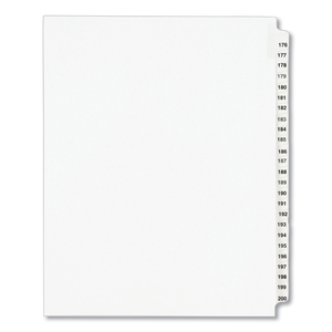 PREPRINTED LEGAL EXHIBIT SIDE TAB INDEX DIVIDERS, AVERY STYLE, 25-TAB, 176 TO 200, 11 X 8.5, WHITE, 1 SET, (1337) by Avery PREPRINTED LEGAL EXHIBIT SIDE TAB INDEX DIVIDERS, AVERY STYLE, 25-TAB, 176 TO 200, 11 X 8.5, WHITE, 1 SET, (1337) by Avery