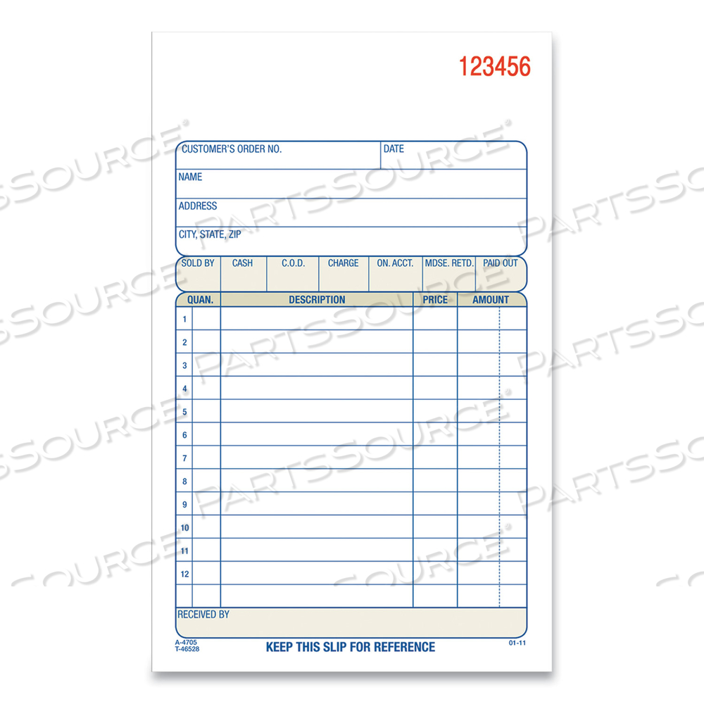 3-PART SALES BOOK, 12 LINES, THREE-PART CARBONLESS, 4.19 X 7.19, 50 FORMS/PAD by Adams 3-PART SALES BOOK, 12 LINES, THREE-PART CARBONLESS, 4.19 X 7.19, 50 FORMS/PAD by Adams