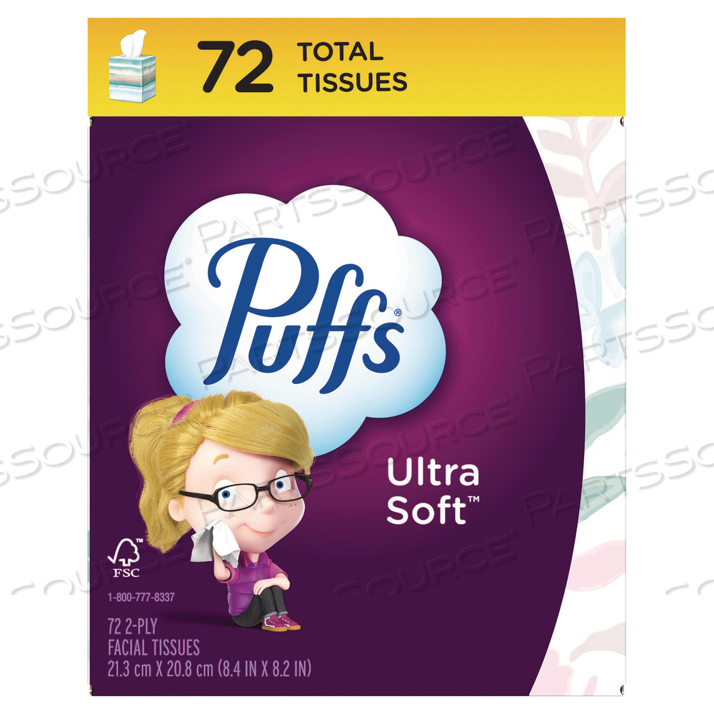 ULTRA SOFT FACIAL TISSUE, 2-PLY, WHITE, 72 SHEETS/BOX by Puffs