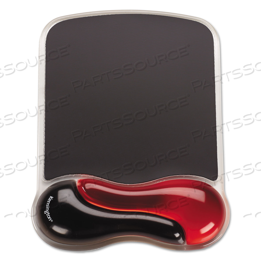 DUO GEL WAVE MOUSE PAD WITH WRIST REST, 9.37 X 13, RED by Kensington Computer Products