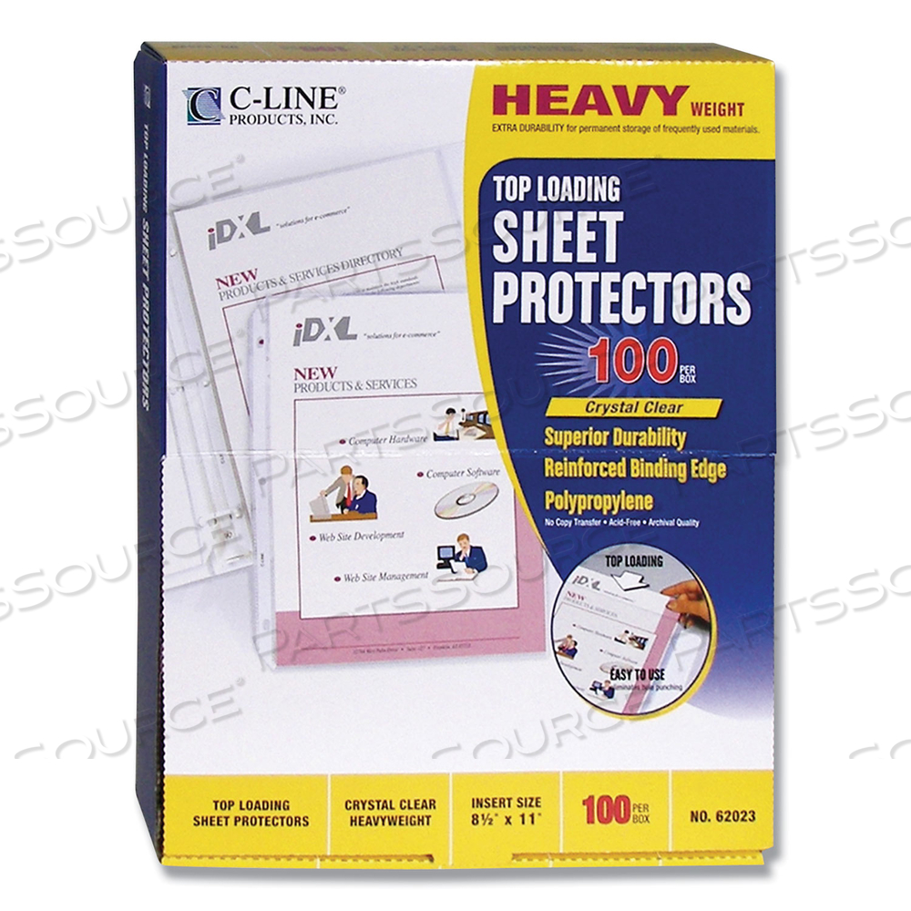 HEAVYWEIGHT POLYPROPYLENE SHEET PROTECTORS, CLEAR, 2", 11 X 8.5 by C-Line HEAVYWEIGHT POLYPROPYLENE SHEET PROTECTORS, CLEAR, 2", 11 X 8.5 by C-Line