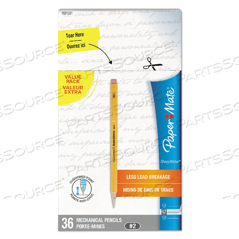 SHARPWRITER MECHANICAL PENCIL, 0.7 MM, HB (#2.5), BLACK LEAD, CLASSIC YELLOW BARREL by Paper Mate SHARPWRITER MECHANICAL PENCIL, 0.7 MM, HB (#2.5), BLACK LEAD, CLASSIC YELLOW BARREL by Paper Mate