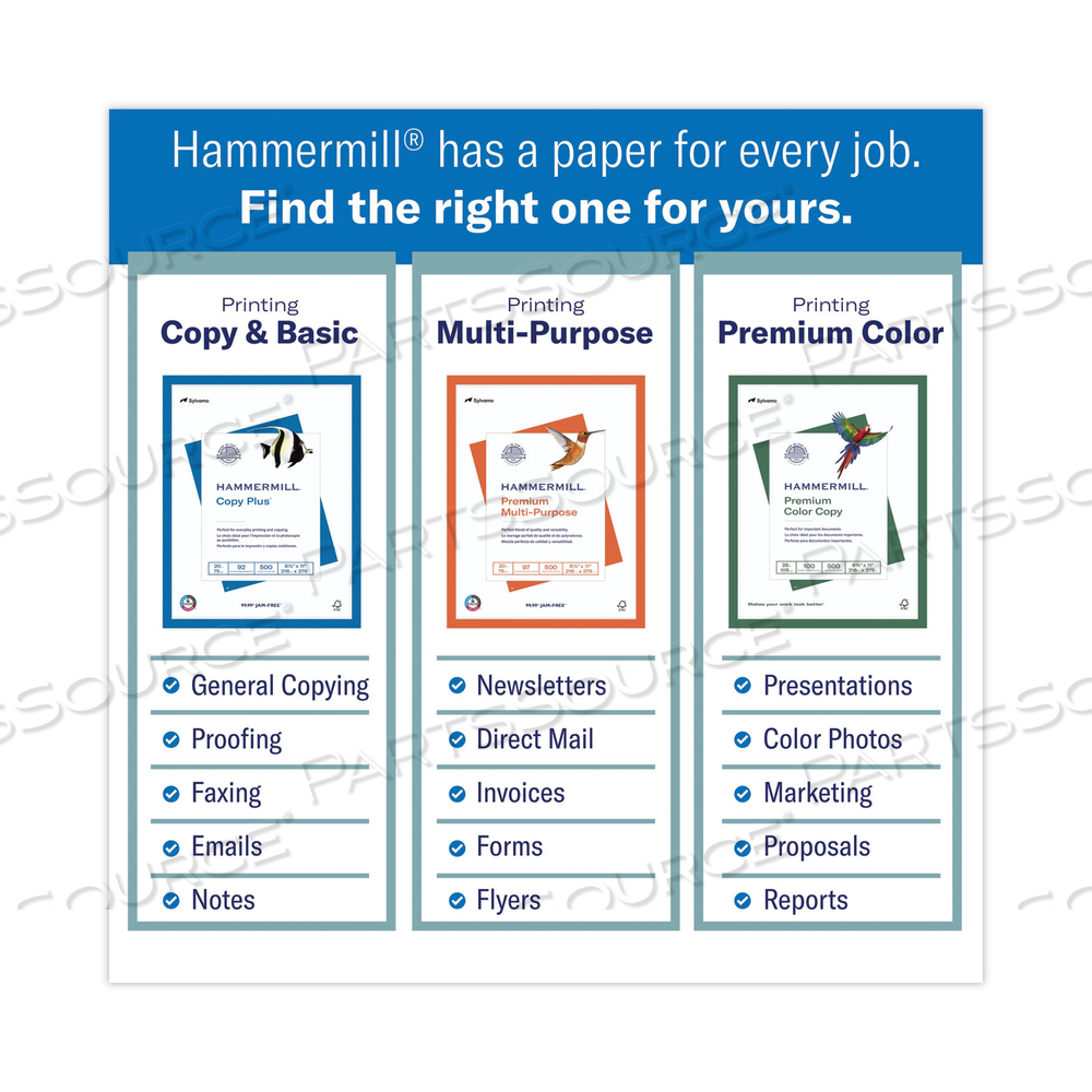 COPY PLUS PRINT PAPER, 92 BRIGHT, 20 LB BOND WEIGHT, A4, WHITE, 500/REAM by Hammermill