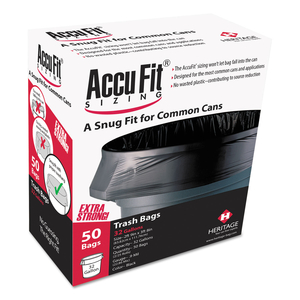 LINEAR LOW DENSITY CAN LINERS WITH ACCUFIT SIZING, 44 GAL, 0.9 MIL, 37" X 50", BLACK by Accufit