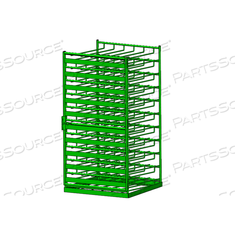 RACK, LAYERED HORIZONTAL, 33IN WIDTH, 68-1/4IN HEIGHT, 23IN DEPTH, GREEN, 80 M22 CYLINDERS CAPACITY, POWDER-COATED FINISH, FLOOR MOUNTING TY by FWF Medical Products (Welded Products Inc) 