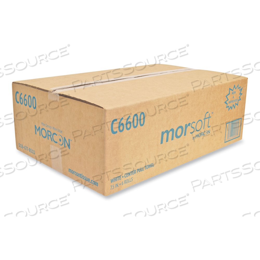 MORSOFT CENTER-PULL ROLL TOWELS, 2-PLY, 6.9" DIA, WHITE, 600 SHEETS/ROLL/CARTON by Morcon Tissue MORSOFT CENTER-PULL ROLL TOWELS, 2-PLY, 6.9" DIA, WHITE, 600 SHEETS/ROLL/CARTON by Morcon Tissue