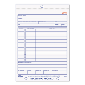 RECEIVING RECORD BOOK, THREE-PART CARBONLESS, 5.56 X 7.94, 50 FORMS TOTAL by Rediform RECEIVING RECORD BOOK, THREE-PART CARBONLESS, 5.56 X 7.94, 50 FORMS TOTAL by Rediform
