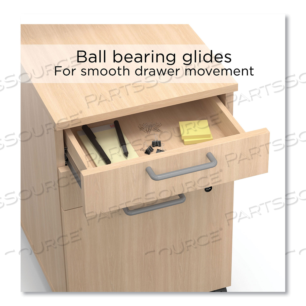 ESSENTIALS THREE-DRAWER MOBILE PEDESTAL FILE, 2 BOX/1 LEGAL/LETTER-SIZE FILE DRAWERS, NATURAL, 15.6" X 21.3" X 24.3" by Union & Scale