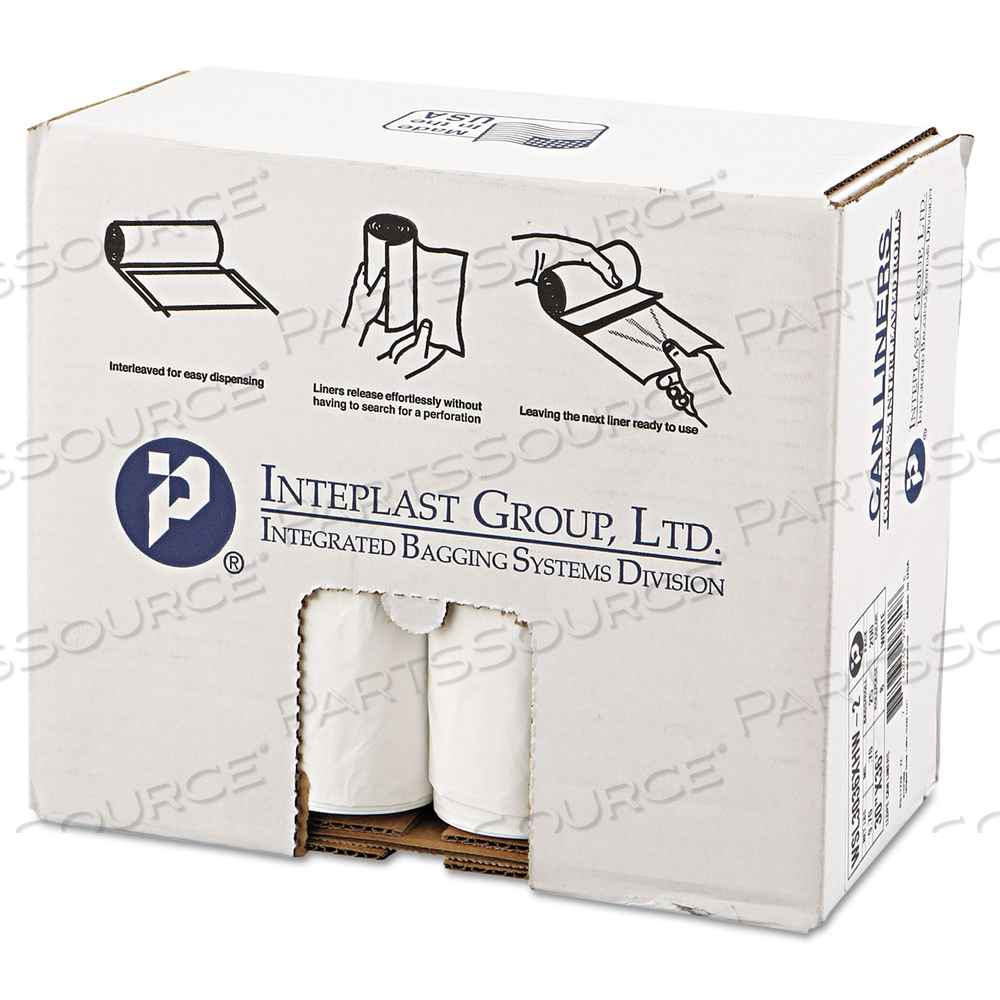 LOW-DENSITY COMMERCIAL CAN LINERS, 30 GAL, 0.7 MIL, 30" X 36", WHITE, 25 BAGS/ROLL by Inteplast Group