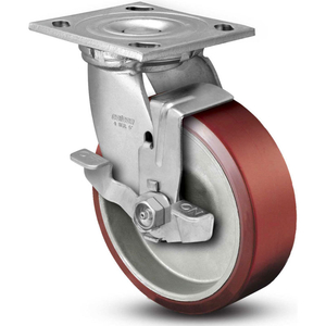 4 SERIES SWIVEL PLATE CASTER POLYURETHANE WITH BRAKE 6" DIA. 1200 LB. by Colson