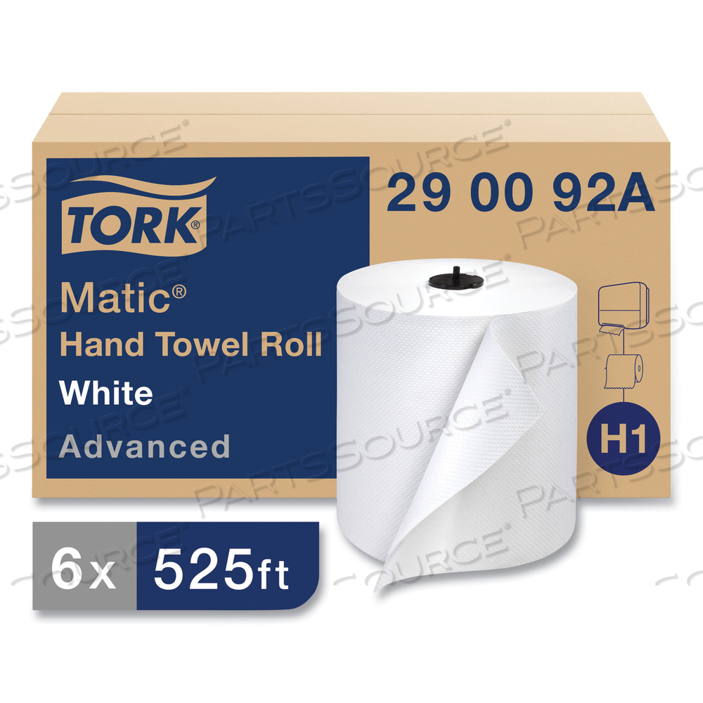 ADVANCED MATIC HAND TOWEL ROLL, 2-PLY, 7.7 X 9.8, WHITE, 643/ROLL/CARTON by Tork ADVANCED MATIC HAND TOWEL ROLL, 2-PLY, 7.7 X 9.8, WHITE, 643/ROLL/CARTON by Tork