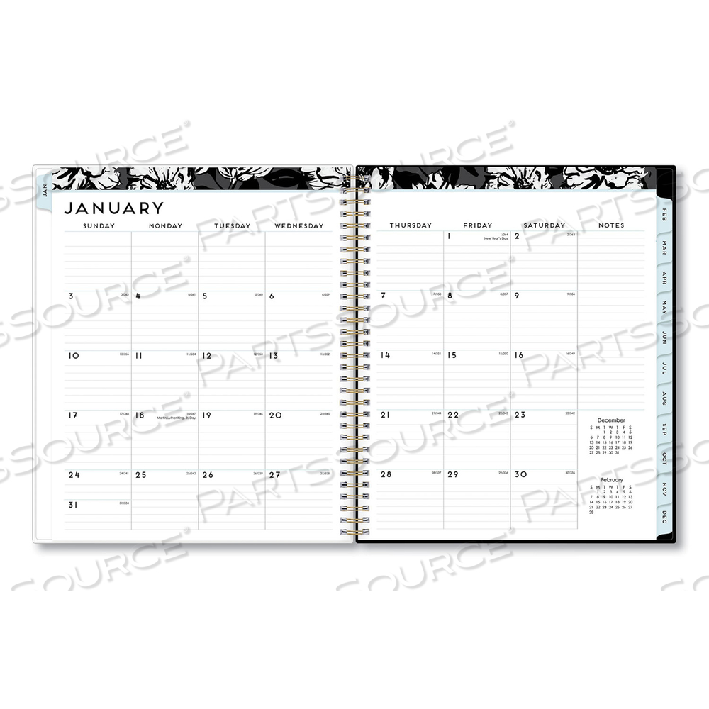 BACCARA DARK MONTHLY PLANNER, BACCARA DARK FLORAL ARTWORK, 10 X 8, GRAY/BLACK/GOLD COVER, 2023 by Blue Sky BACCARA DARK MONTHLY PLANNER, BACCARA DARK FLORAL ARTWORK, 10 X 8, GRAY/BLACK/GOLD COVER, 2023 by Blue Sky