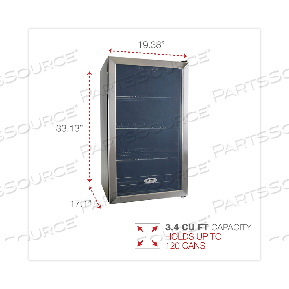 3.4 CU. FT. BEVERAGE COOLER, STAINLESS STEEL/BLACK by Alera